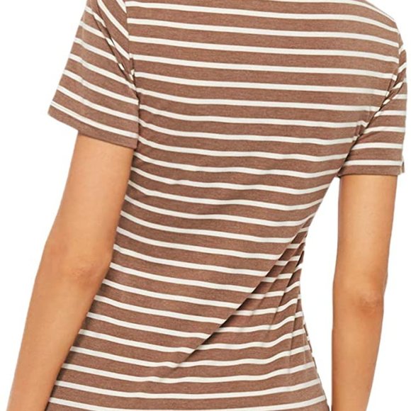Brown Women's Casual Short Sleeve Striped Bodycon SFG